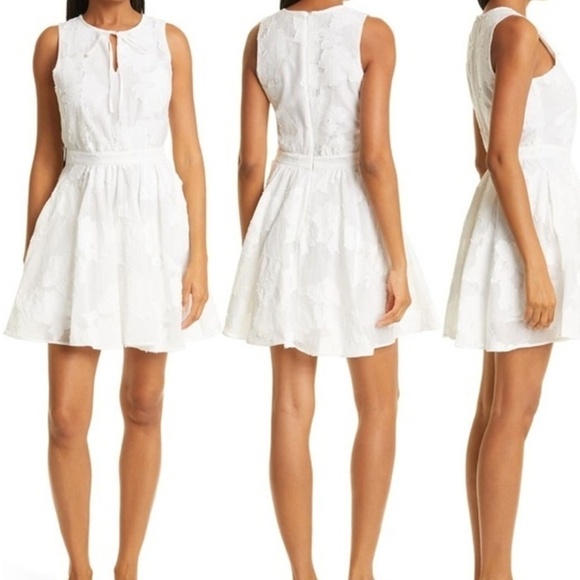 TED BAKER LONDON Mini Dress Maylee Floral Appliqué Tie-front Cotton White 6 - Picture 3 of 16